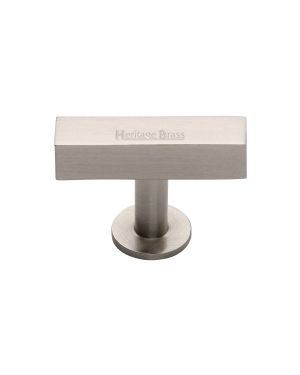 Heritage Brass Cabinet Knob Symmetrical Square Design 44mm Satin Nickel finish