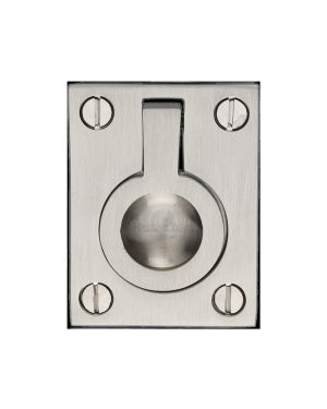Heritage Brass Cabinet Pull Flush Ring Design 38mm Satin Nickel finish