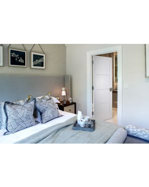 Contemporary 4-Panel White Fire Door (FD30)