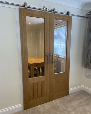 Cottage Oak 1-Panel 1-Light Pre-Finished Fire Door (FD30)