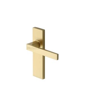 Heritage Brass Door Handle Lever Latch Delta Design Satin Brass finish