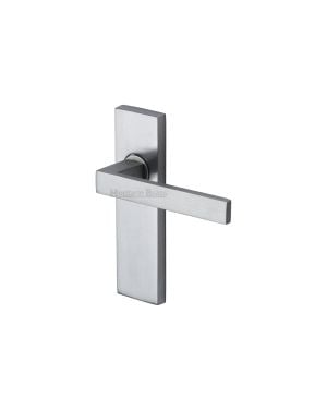 Heritage Brass Door Handle Lever Latch Delta Design Satin Chrome finish