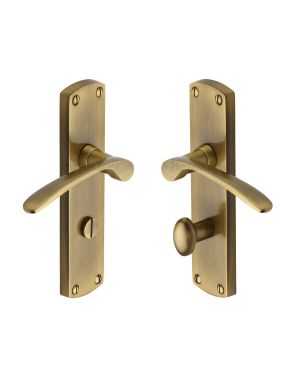Heritage Brass Door Handle for Bathroom Diplomat Design Antique Brass finish