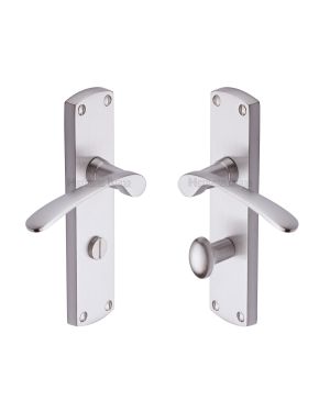 Heritage Brass Door Handle for Bathroom Diplomat Design Satin Brass finish
