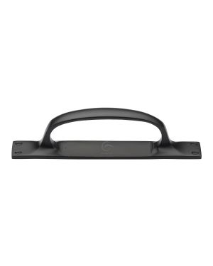 Matt Black Rustic Iron Cabinet Pull Handle On Plate 228mm