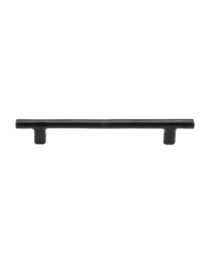 Matt Black Rustic Iron Cabinet Pull Round Bar Design 192mm CTC