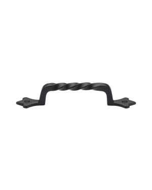 Matt Black Rustic Iron Cabinet Pull Twist Design 143mm CTC