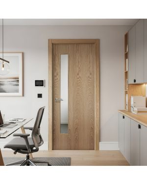 Flush Oak 1-Light Offset Fire Door (FD30 - Made to Measure)