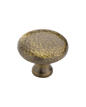 Heritage Brass Cabinet Knob Victorian Round Hammered Design 38mm Antique Brass finish