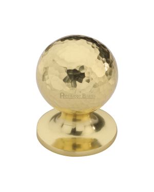 Heritage Brass Cabinet Knob Ball Hammered Design 32mm Polished Brass finish