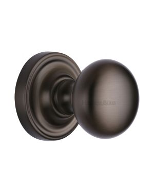 Heritage Brass Mortice Knob on Rose Hampstead Design Matt Bronze finish