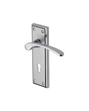 Heritage Brass Door Handle Lever Lock Hilton Design Apollo finish