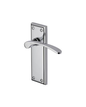 Heritage Brass Door Handle Lever Latch Hilton Design Polished Chrome finish