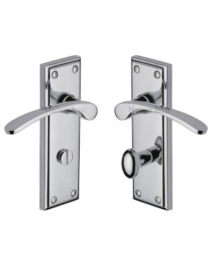 Heritage Brass Door Handle for Bathroom Hilton Design Polished Chrome finish