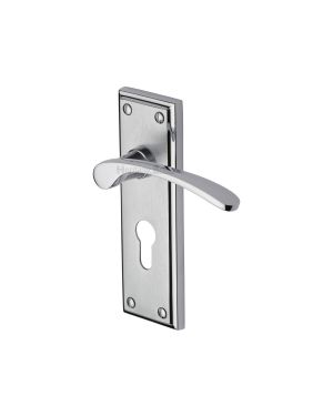 Heritage Brass Door Handle for Euro Profile Plate Hilton Design Apollo finish