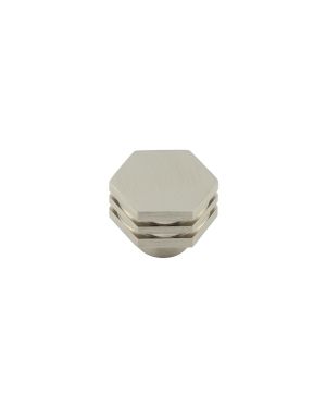 Nile Hexagonal Stepped Cupboard Knob - Satin Nickel