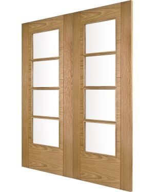Iseo K4514 Oak 4-Light Fire Door Pair (FD30)