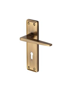 Heritage Brass Door Handle Lever Lock Kendal Design Antique finish