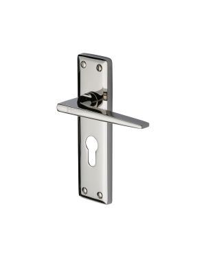 Heritage Brass Door Handle for Euro Profile Plate Kendal Design Polished Nickel finish
