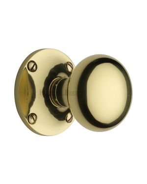 Heritage Brass Mortice Knob on Rose Kensington Design Polished Brass finish