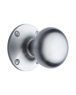 Heritage Brass Mortice Knob on Rose Kensington Design Satin Chrome finish