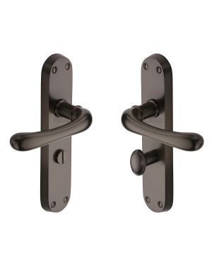 Heritage Brass Door Handle for Bathroom Luna Design Matt Bronze finish