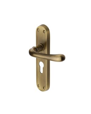 Heritage Brass Door Handle for Euro Profile Plate Luna Design Antique finish