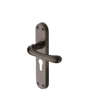 Heritage Brass Door Handle for Euro Profile Plate Luna Design Matt Bronze finish