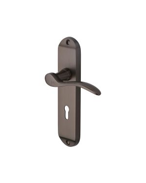 Heritage Brass Door Handle Lever Lock Maya Design Matt Bronze finish
