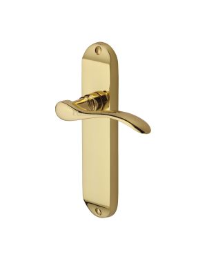 Heritage Brass Door Handle Lever Latch Maya Design Polished Brass finish