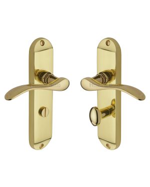 Heritage Brass Door Handle for Bathroom Maya Design Polished Brass finish