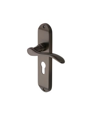 Heritage Brass Door Handle for Euro Profile Plate Maya Design Matt Bronze finish