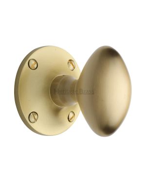 Heritage Brass Mortice Knob on Rose Mayfair Design Satin Brass finish