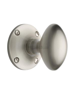 Heritage Brass Mortice Knob on Rose Mayfair Design Satin Nickel finish