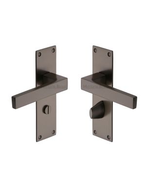 Heritage Brass Door Handle for Bathroom Metro Design Matt Bronze finish