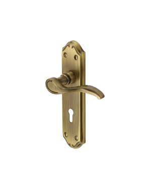 Heritage Brass Door Handle Lever Lock Verona Small Design Antique finish