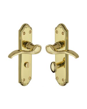 Heritage Brass Door Handle for Bathroom Verona Small Design Polished Brass finish