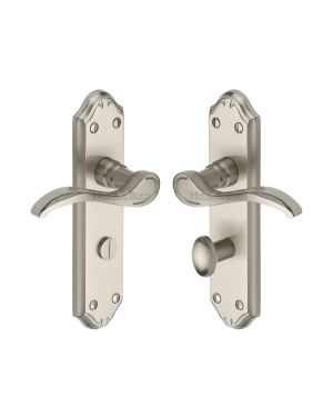 Heritage Brass Door Handle for Bathroom Verona Small Design Satin Nickel finish