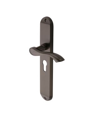 Heritage Brass Door Handle for Euro Profile Plate Algarve Long Design Matt Bronze finish