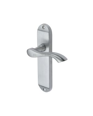 Heritage Brass Door Handle Lever Latch Algarve Design Satin Chrome finish