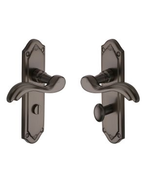 Heritage Brass Door Handle for Bathroom Lisboa Design Matt Bronze finish
