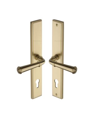 Heritage Brass Multi-Point Door Handle Lever Lock Colonial LH Design Satin Brass finish
