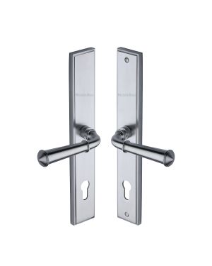 Heritage Brass Multi-Point Door Handle Lever Lock Colonial LH Design Satin Chrome finish