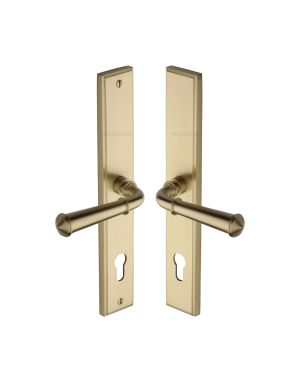 Heritage Brass Multi-Point Door Handle Lever Lock Colonial RH Design Satin Brass finish
