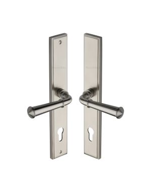 Heritage Brass Multi-Point Door Handle Lever Lock Colonial RH Design Satin Nickel finish