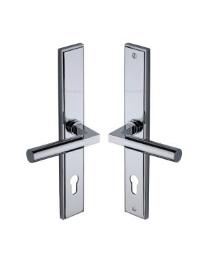 Heritage Brass Multi-Point Door Handle Lever Lock Bauhaus LH Design Polished Chrome finish
