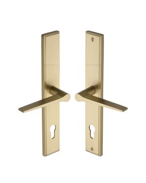 Heritage Brass Multi-Point Door Handle Lever Lock Gio LH Design Satin Brass finish
