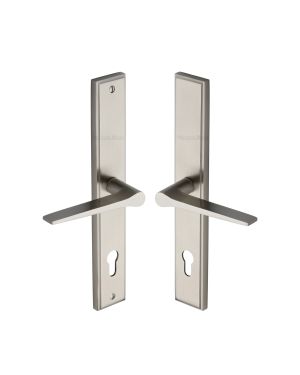 Heritage Brass Multi-Point Door Handle Lever Lock Gio RH Design Satin Nickel finish