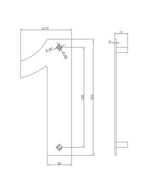150mm Numerals - Satin Stainless Steel