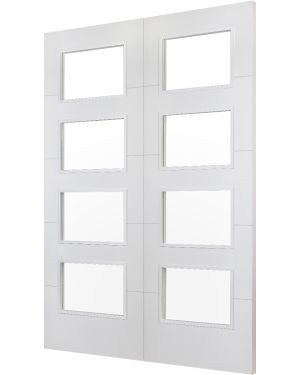 Orta C8514 White 4-Light Fire Door Pair (FD30 - Made to Measure)
